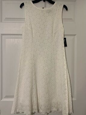 Ronni Nicole White Lace Sleeveless A-Line Dress
